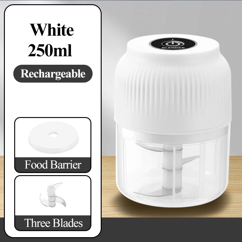 Mini Wireless Electric Food Chopper (250ml) | USB Rechargeable Garlic Crusher & Portable Vegetable Mincer for Kitchen Gadgets Name to come later
