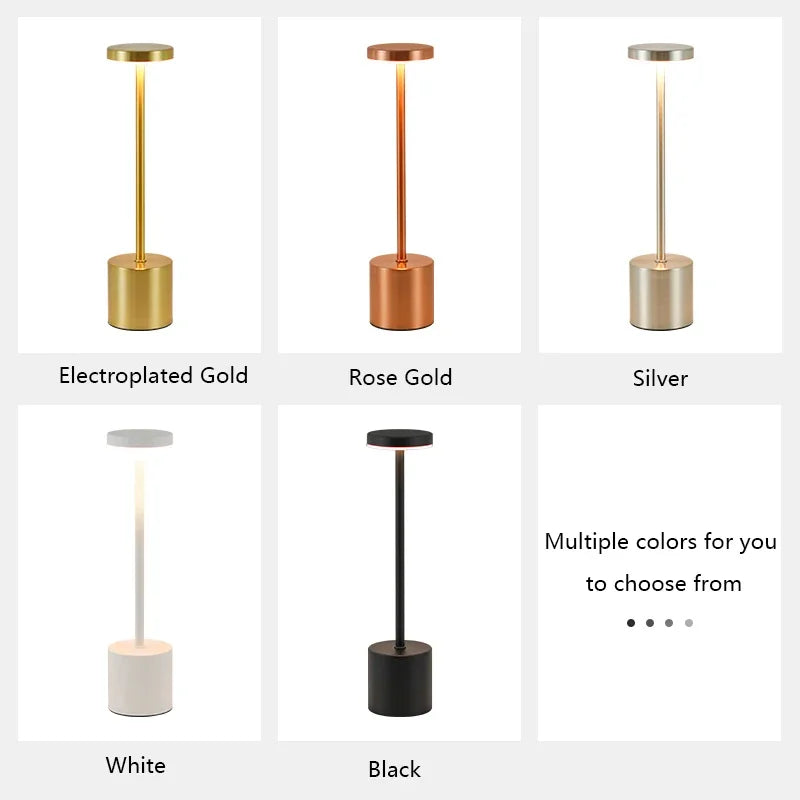 Modern Metal Touch Desk Lamp | 3-Color Adjustable, USB Rechargeable Bedside Light Name to come later
