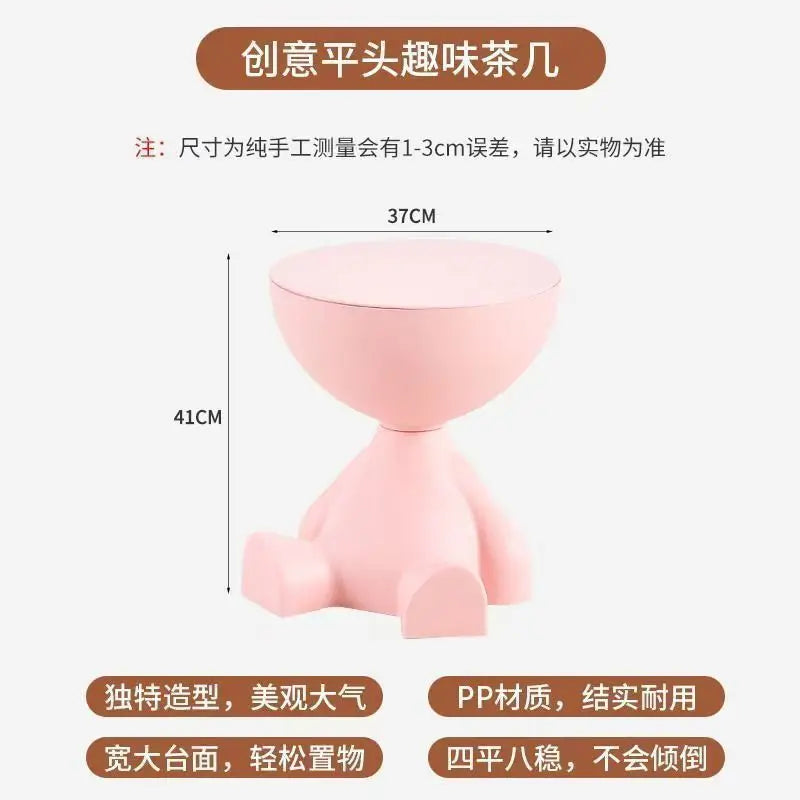 Light Luxury Cartoon Sofa Edge Table Creative Flat Head Coffee Table Small Household Plastic Coffee Table Furniture Side Table Name to come later